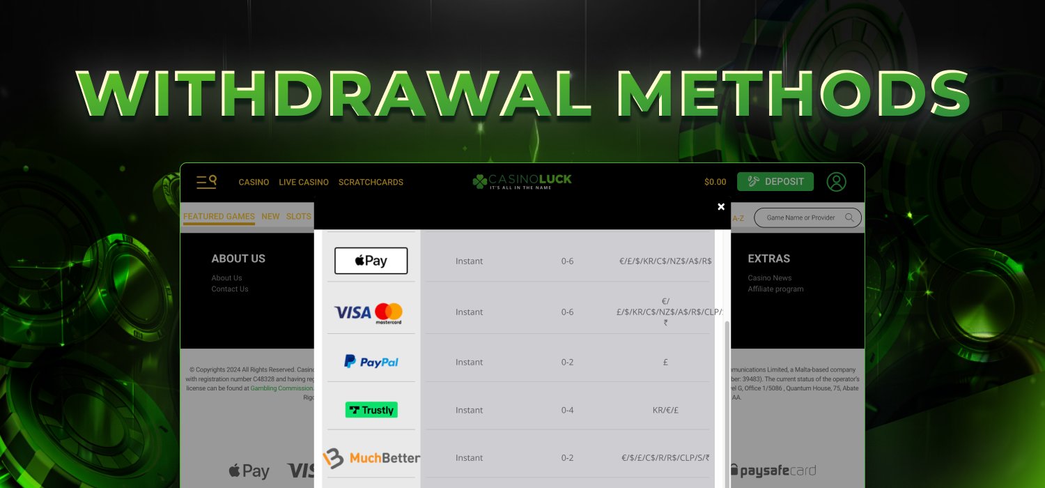 withdrawal options at casino luck